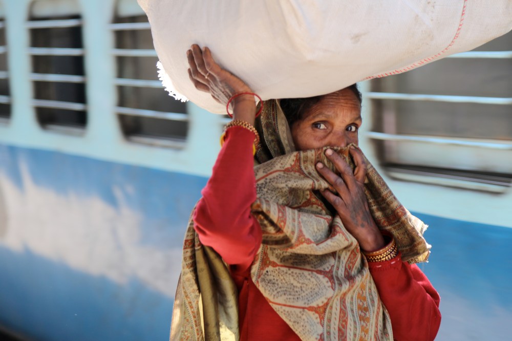 woman at delhi train station